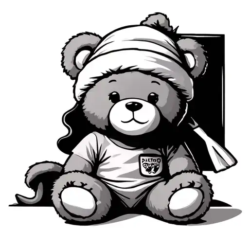 Teddy Bear Sitting Down With Sleep Clothes And A Sleep Hat