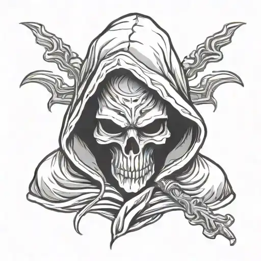 Hooded Reaper Hiding Face