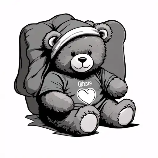 Teddy Bear Sitting Down With Sleep Clothes And A Sleep Hat That Is Long