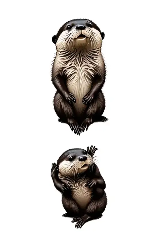 Two Otters In Heart Shape