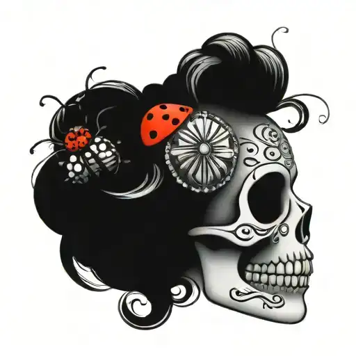 Sugar Skull With A Lady Bug