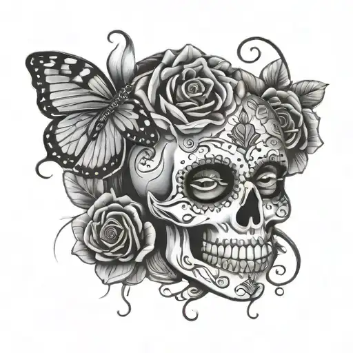 Sugar Skull With A Lady Bug