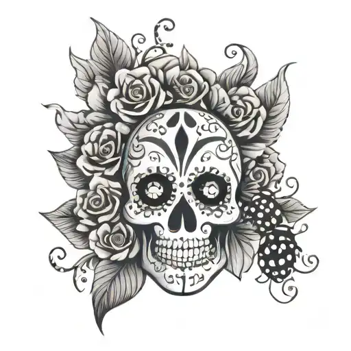 Sugar Skull With A Lady Bug