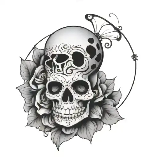 Sugar Skull With A Lady Bug Resting