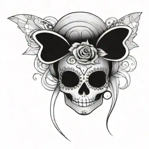 Sugar Skull With A Lady Bug Resting