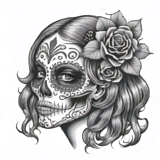 Sugar Skull With A Lady Bug Resting