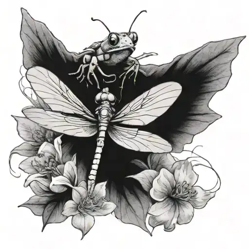 Dragon Fly And Frog