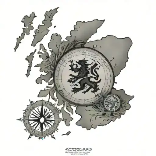 Scotland Map And Compass Surrounded