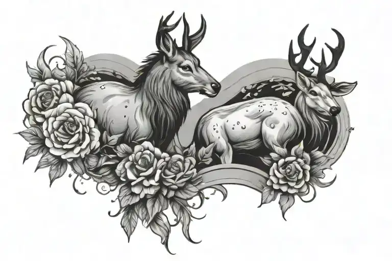 Birthday Date Leo Zodiac Sign With A Deer And A Pigion