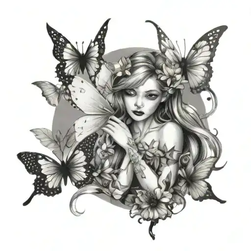 Beautiful Fairy With Butterflies