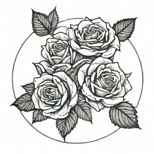 Several Roses In A Circle With A Larger White Center