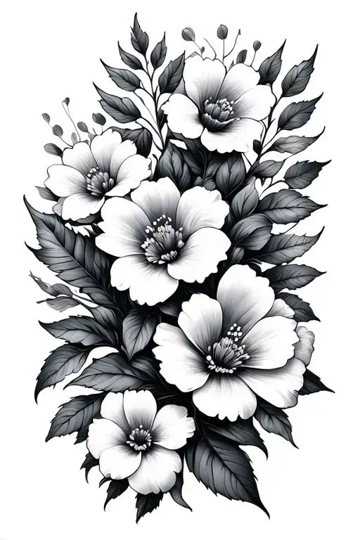 Flowers Leaves Intertwined