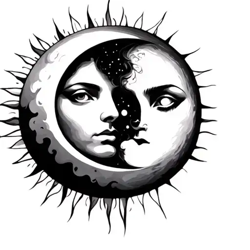 Sun And Moon Merging Together