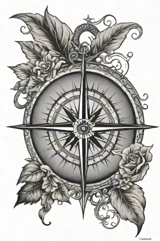 Compass Rose Heart In North Star