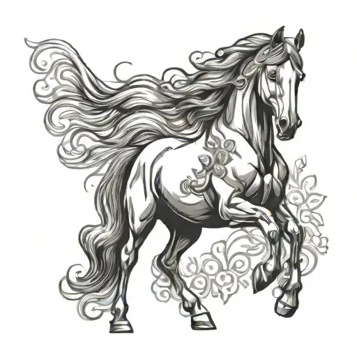 Friesian Horse Lineart