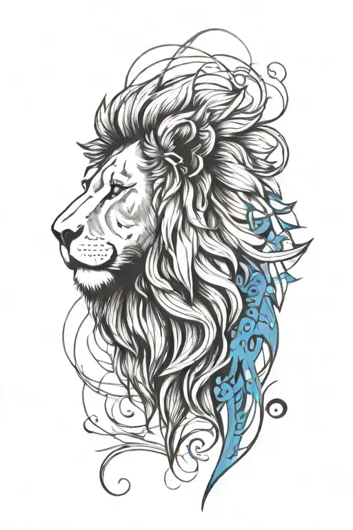 Minimalist Lion With Electric Blue Eyes