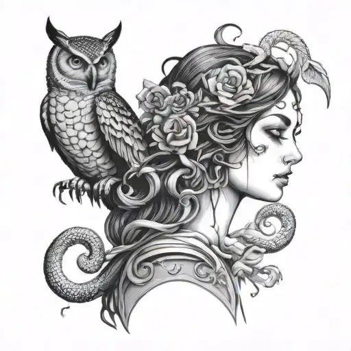 Lilith With Snake And Owl Head Shop Nestled