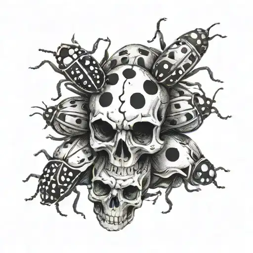 Ladybugs Forming A Skull