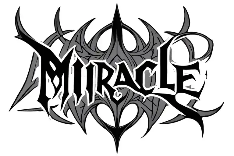 Cyber Sigil Tattoo With The Word Miracle