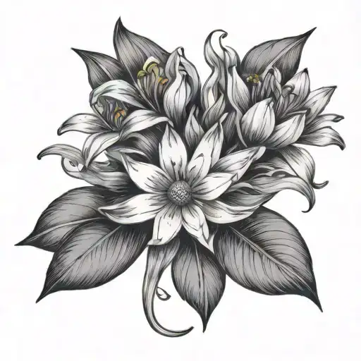 2 Water Lillys And 1 Daisy Tied With Bow Simple