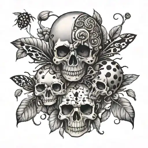 Ladybugs Forming A Skull