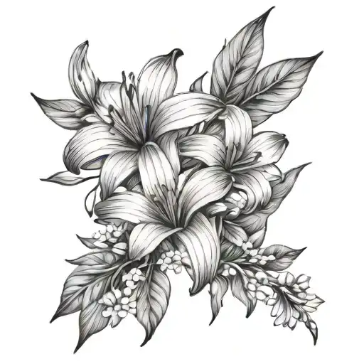 2 Water Lillys And 1 Daisy Tied With Bow Dainty