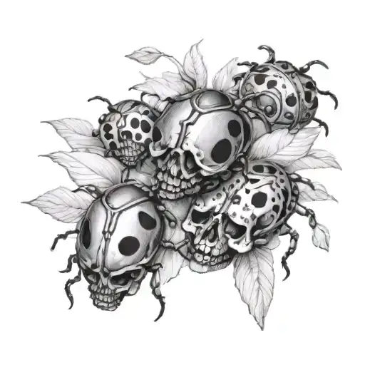 Ladybugs Forming A Surgar Skull