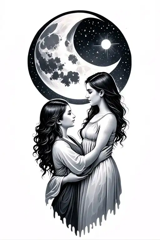 Sagittarius Giving Light To Her Daughter With Moon