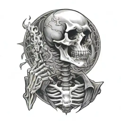 Skeleton Smoking With Demon