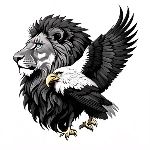 Lion And Albanian Eagle Together