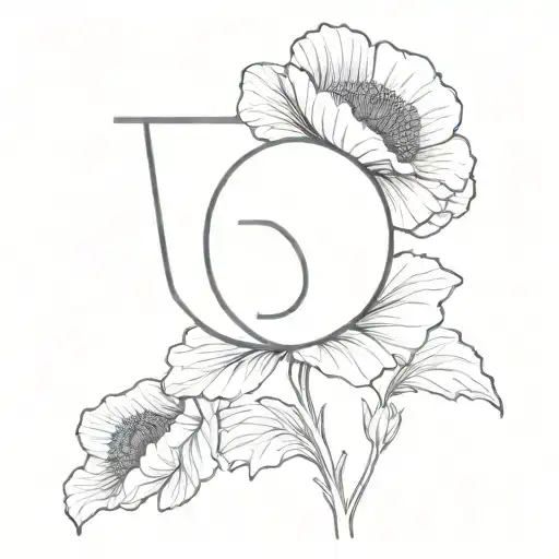 Line And Poppy With The Discreet Letter B