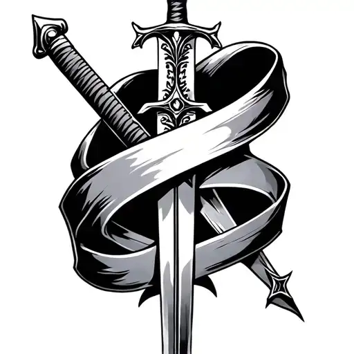 Ribbon With Sword Behind It