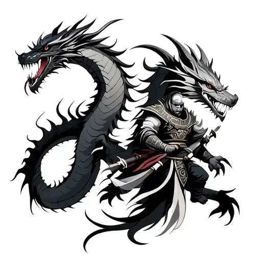 Dragon And Samurai Warrior