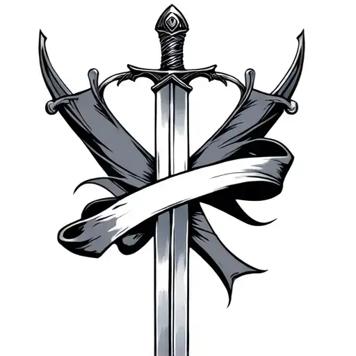 Ribbon With Sword Behind It From Top
