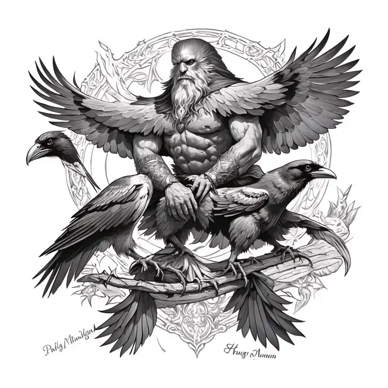 Odin And His Ravens Huginn And Muninn