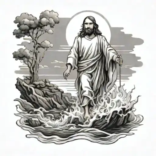 Jesus Walking On Water With Peter