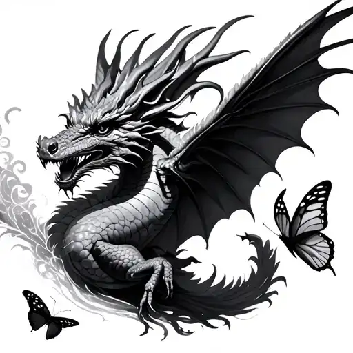 Flying Dragon Breathing Butterflies
