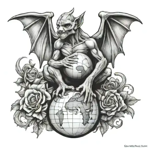 Gargoyle Protecting World Globe