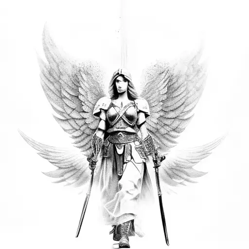 Warrior Angel Leading Soldiers Into Battle