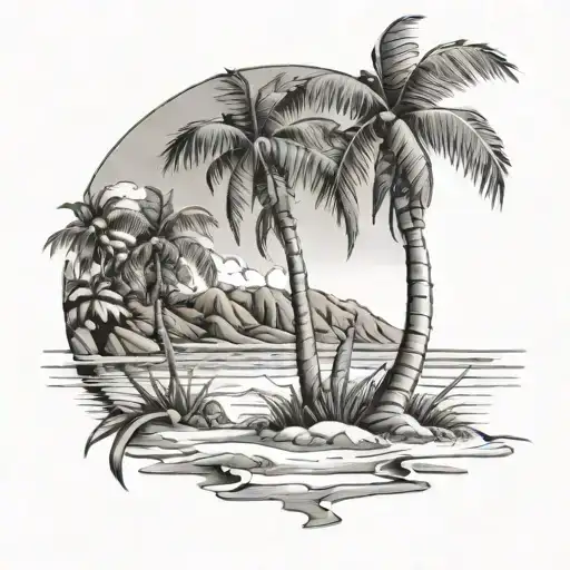 Beach Scene With Palm