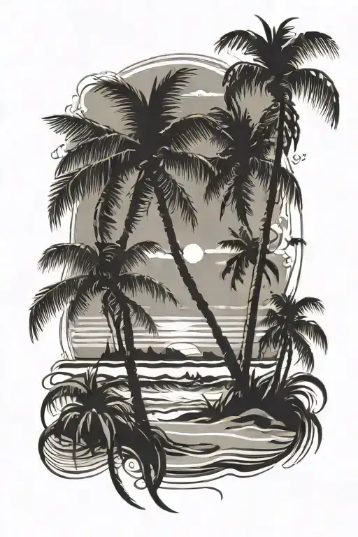 Beach Scene With Palm