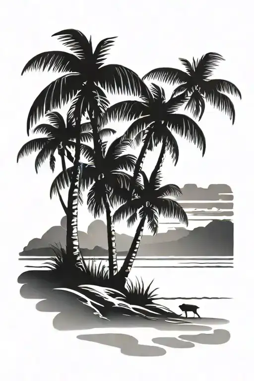Beach Scene With Palm