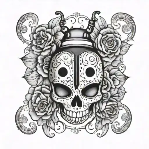 Lady Bug On Sugar Skull