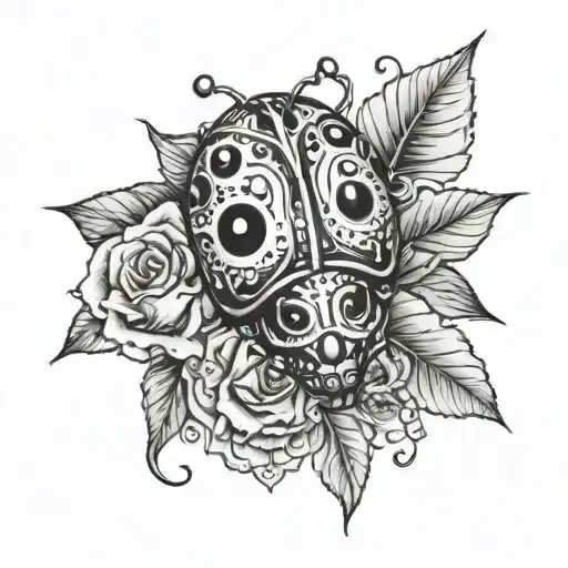 Lady Bug On Sugar Skull