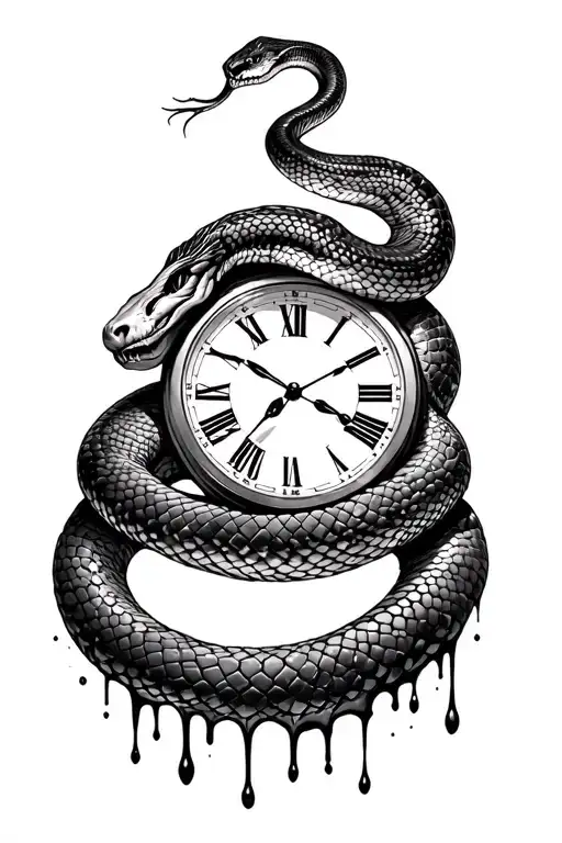 Salvador Dali Style Melting Clock With Dont Tread On Me Snake Amd Says Dont Waste My Time