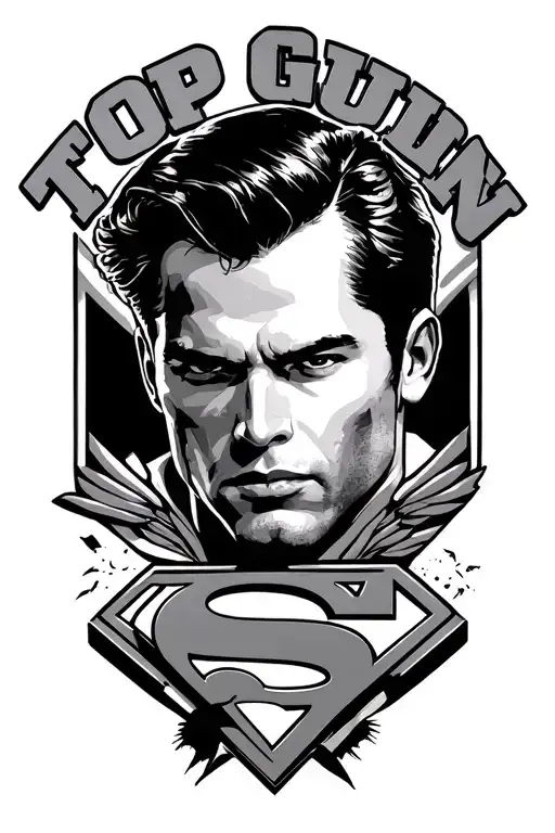 Top Gun Combined With Superman Logo