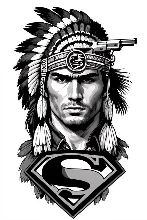Top Gun Combined With Superman Symbol And A Native American Touch