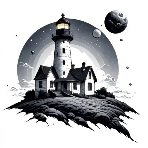 Light House And Space Surrounded