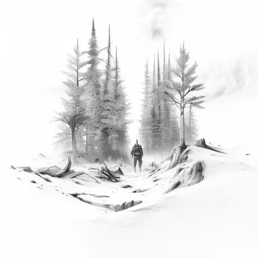 A Survivalist Navigating Through A Post-apocalyptic Forest Landscape