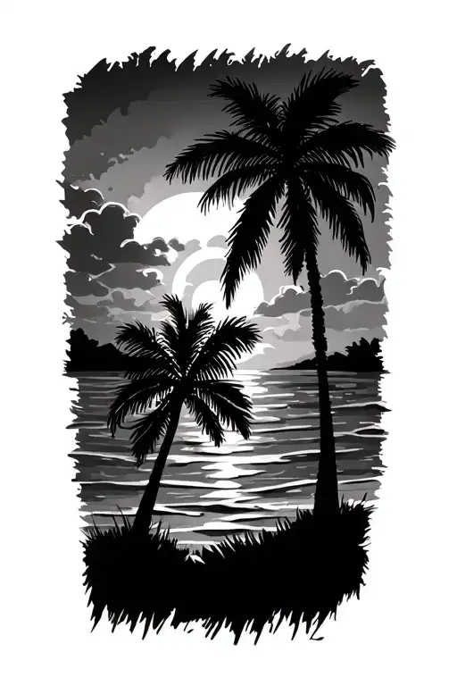 Sunset And Palm Tree